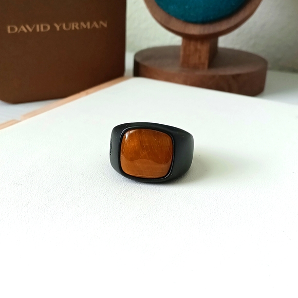 David Yurman Tiger's Eye Titanium Exotic Stone Ring Band Size 9 US